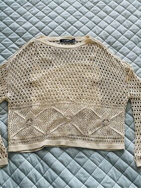 Ralph Lauren Cream Open-Weave Crochet Sweater